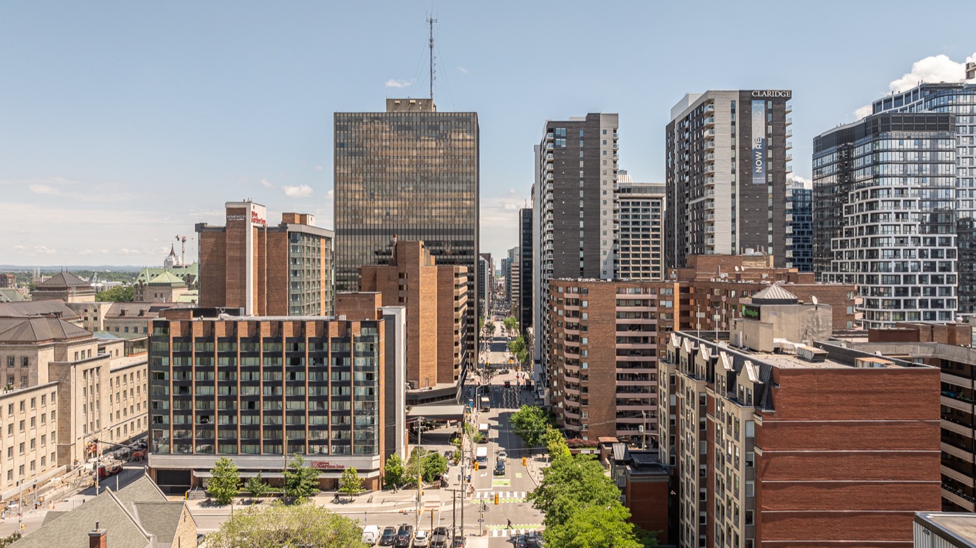 Aerial view over downtown Ottawa